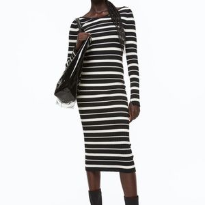 h&m striped midi dress